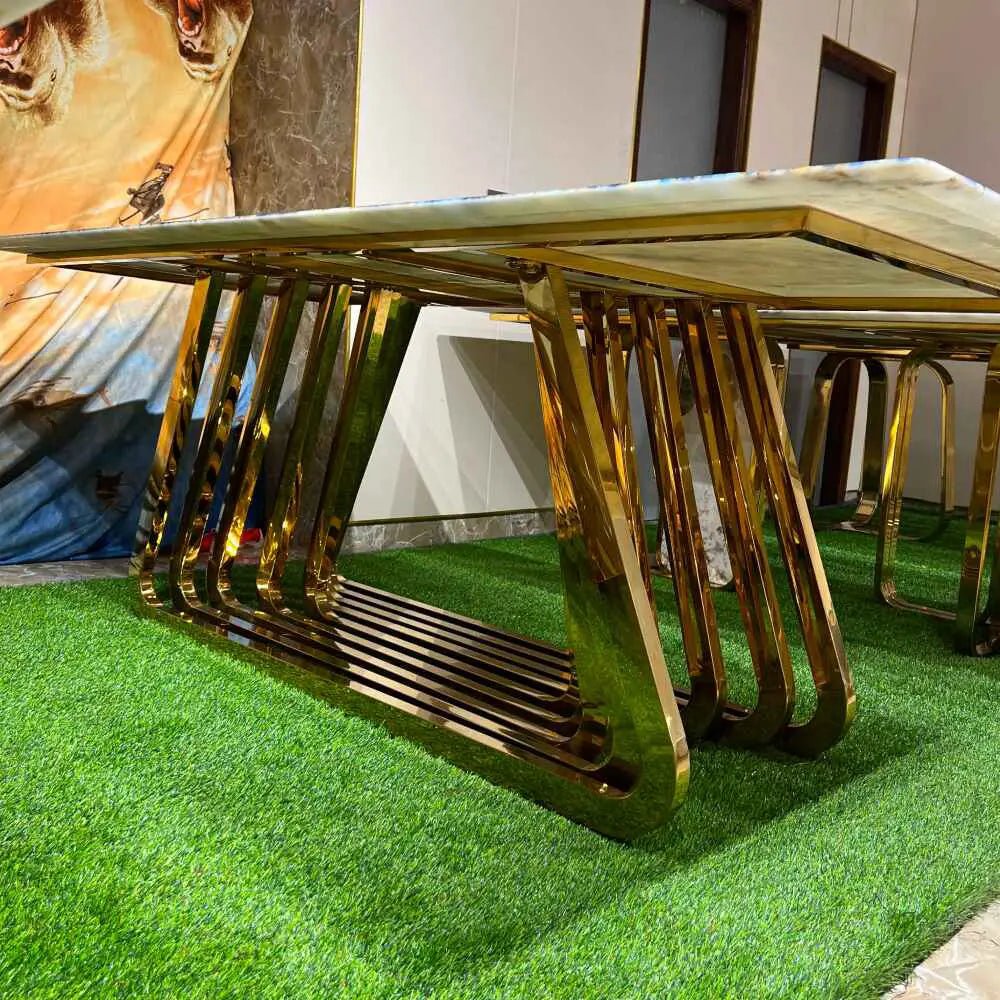 BLUE MARBLE RECTANGULAR DINING TABLE