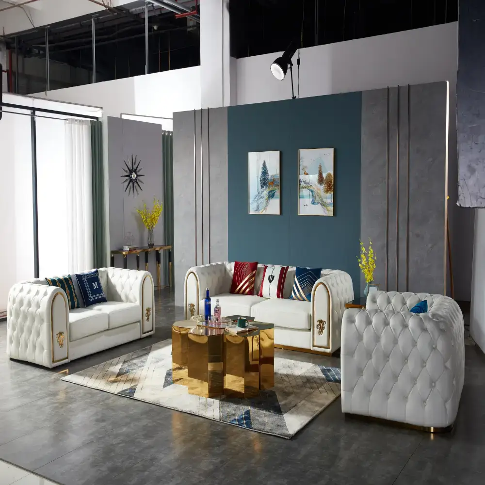 White Stylish Luxury leather Sofa Set