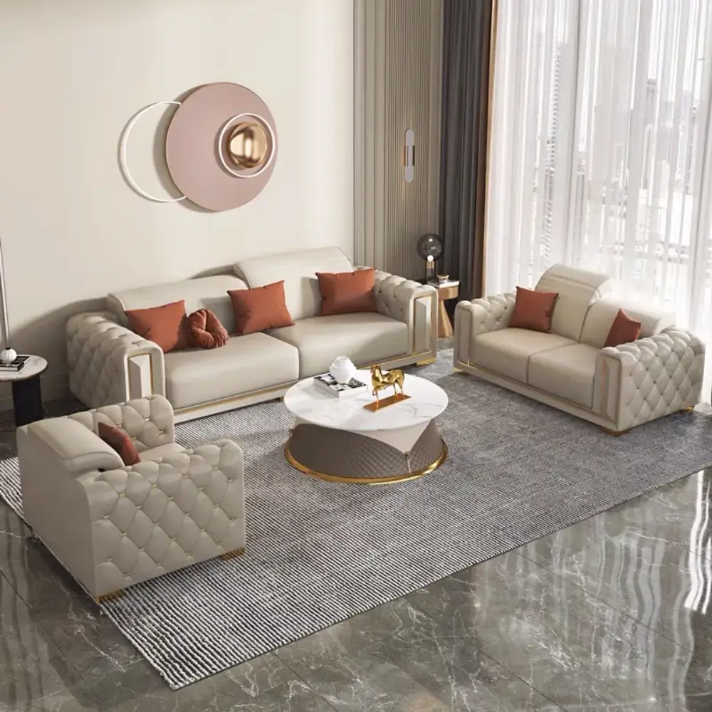 Modern Leather Relaxing Sofa Set