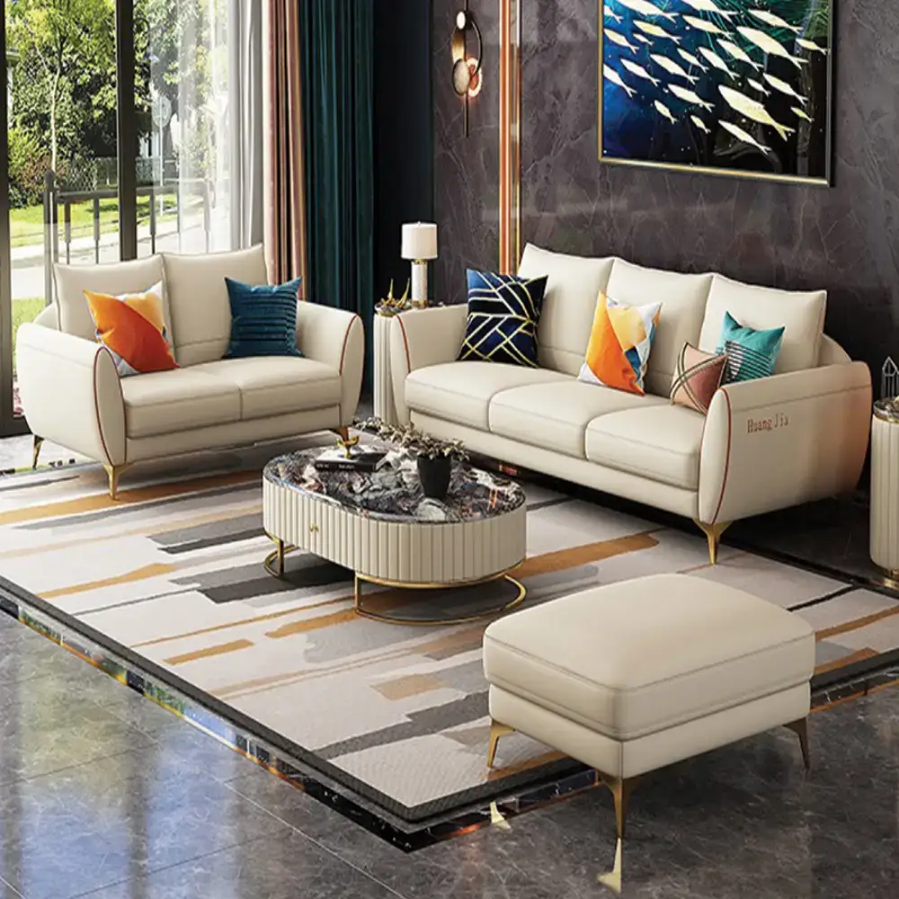  Leather Chaise Lounge Sofa for Living Room